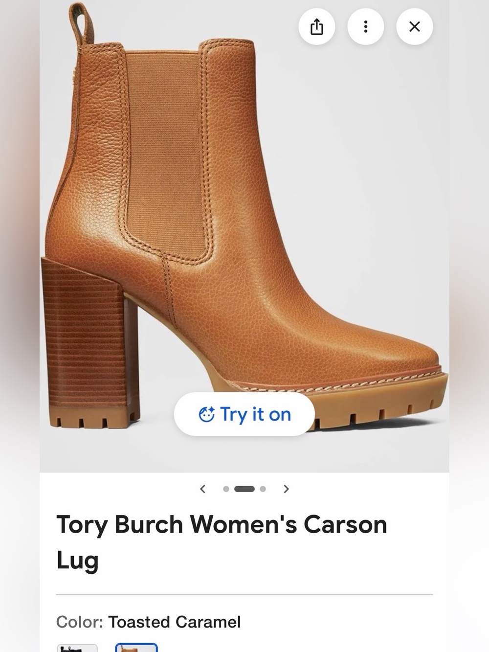 Tory Burch Carson Lug Boot in Toasted Carmel. sz 9.